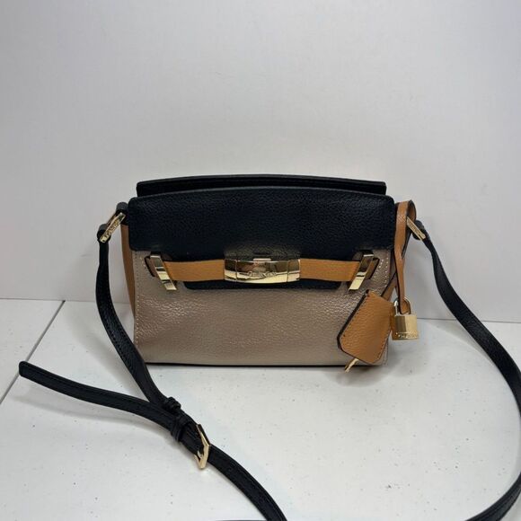 Calvin Klein Brooke Multi Color Pebbled Leather Satchel Crossbody Bag Designer - Picture 1 of 13